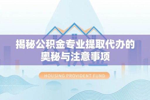 罗定揭秘公积金专业提取代办的奥秘与注意事项