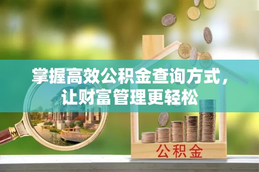 罗定掌握高效公积金查询方式，让财富管理更轻松